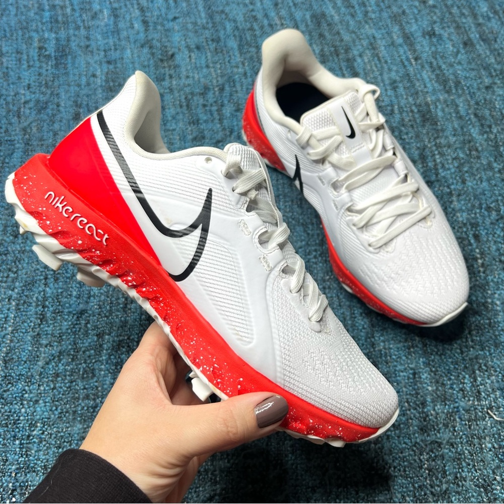 Nike React Infinity Pro Golf Shoes in White Infrared 23 Black